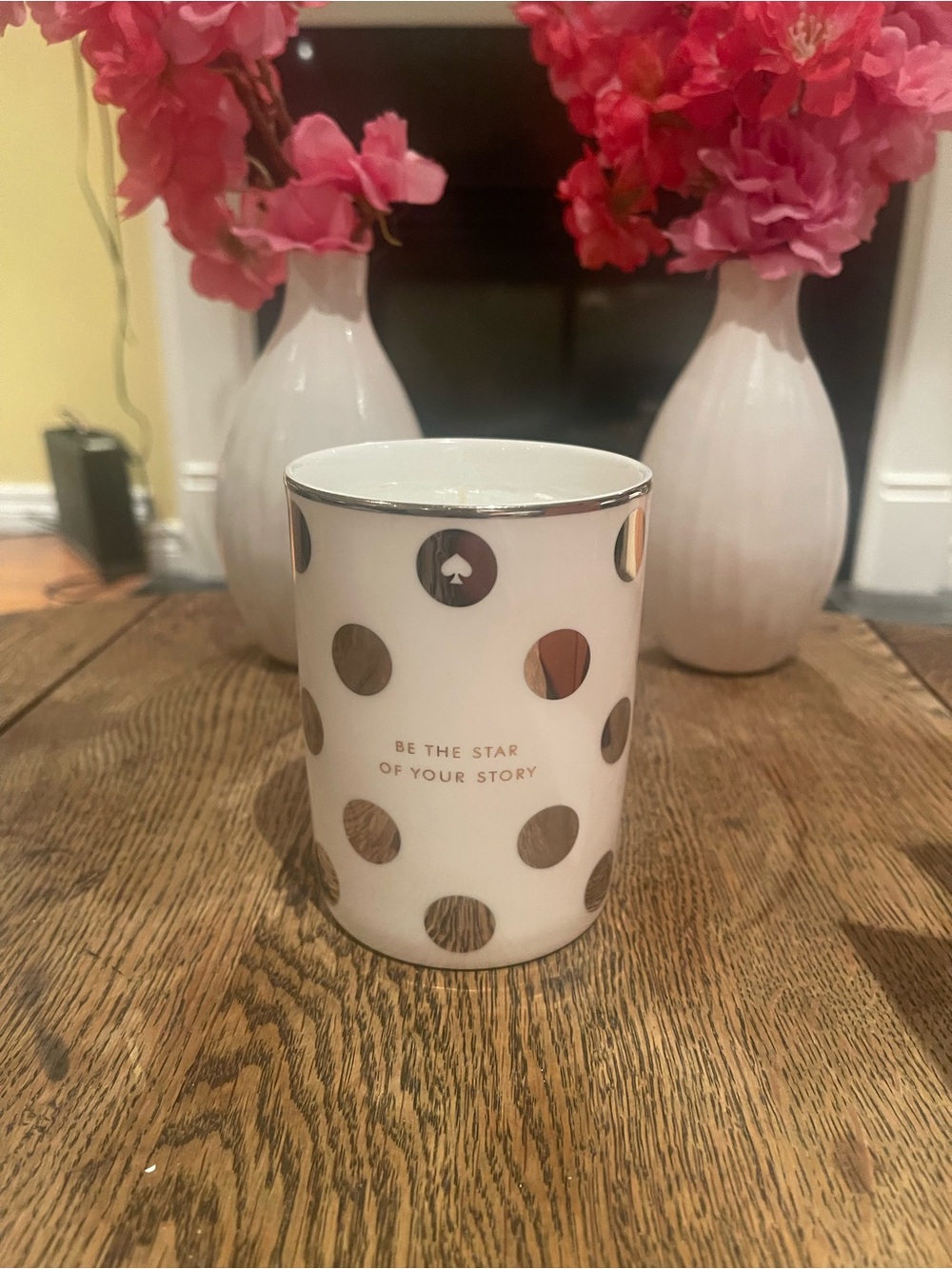 kate spade White and Polka Dot Ceramic Candle